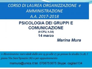 CORSO DI LAUREA ORGANIZZAZIONE e AMMINISTRAZIONE A A