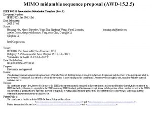 MIMO midamble sequence proposal AWD15 3 5 IEEE