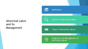 Definitions Abnormal Labor and its Management Causes of
