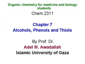 Organic chemistry for medicine and biology students Chem