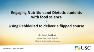 Engaging Nutrition and Dietetic students with food science