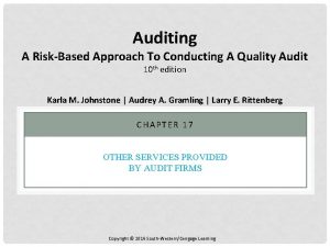 Auditing A RiskBased Approach To Conducting A Quality