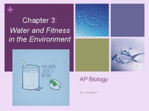Chapter 3 Water and Fitness in the Environment