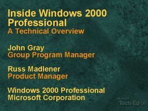 Inside Windows 2000 Professional A Technical Overview John