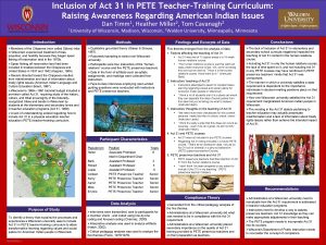 Inclusion of Act 31 in PETE TeacherTraining Curriculum