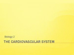 Biology 2 THE CARDIOVASCULAR SYSTEM CARDIOVASCULAR SYSTEM https