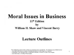 Moral Issues in Business 11 th Edition by