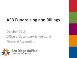 ASB Fundraising and Billings October 2016 Office of