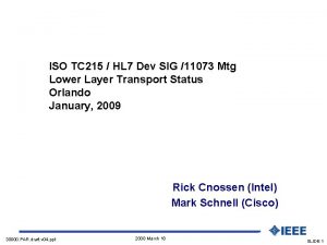 ISO TC 215 HL 7 Dev SIG 11073
