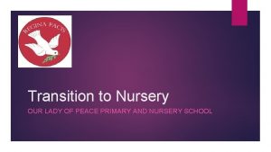 Transition to Nursery OUR LADY OF PEACE PRIMARY