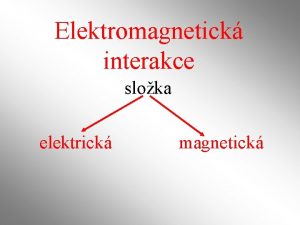 Elektromagnetick interakce sloka elektrick magnetick K popisu svta