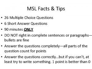 MSL Facts Tips 26 Multiple Choice Questions 6