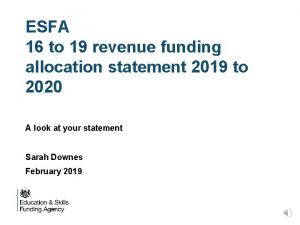 ESFA 16 to 19 revenue funding allocation statement