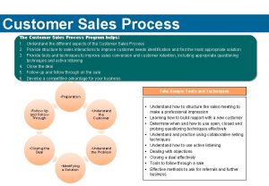 Customer Sales Process The Customer Sales Process Program