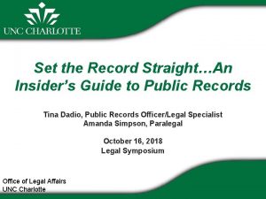 Set the Record StraightAn Insiders Guide to Public