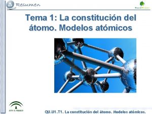 Tema 1 La constitucin del tomo Modelos atmicos