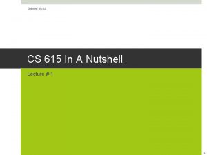 Gabriel Spitz CS 615 In A Nutshell Lecture