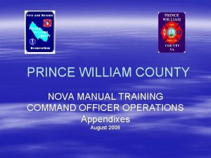PRINCE WILLIAM COUNTY NOVA MANUAL TRAINING COMMAND OFFICER