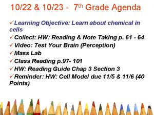 1022 1023 7 th Grade Agenda Learning Objective
