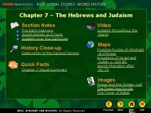 Chapter 7 The Hebrews and Judaism Section Notes