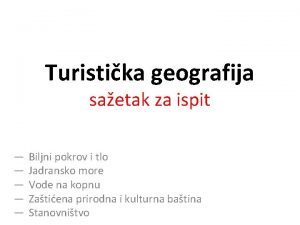 Turistika geografija saetak za ispit Biljni pokrov i