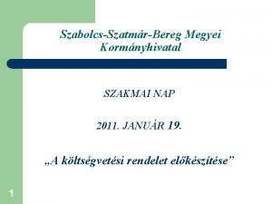 SzabolcsSzatmrBereg Megyei Kormnyhivatal SZAKMAI NAP 2011 JANUR 19