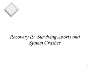 Recovery II Surviving Aborts and System Crashes 1