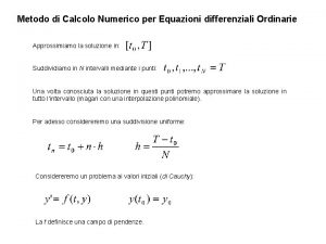 Metodo di Calcolo Numerico per Equazioni differenziali Ordinarie