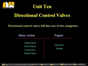 Unit Ten Directional Control Valves Directional control valves