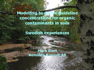 Modelling to derive guideline concentrations for organic contaminants