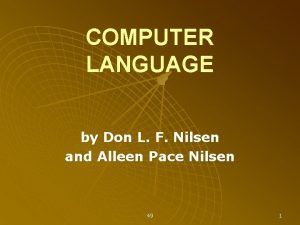 COMPUTER LANGUAGE by Don L F Nilsen and