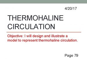 42017 THERMOHALINE CIRCULATION Objective I will design and