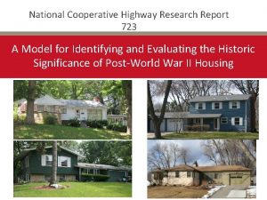 National Cooperative Highway Research Report 723 A Model