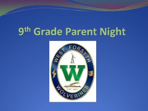 th 9 Grade Parent Night Counseling Department Tracey