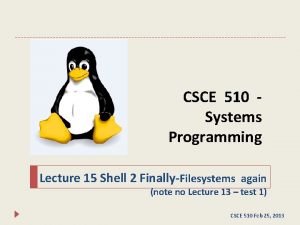 CSCE 510 Systems Programming Lecture 15 Shell 2