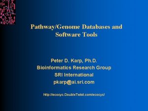 PathwayGenome Databases and Software Tools Peter D Karp