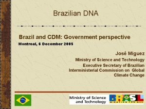 Brazilian DNA Brazil and CDM Government perspective Montreal