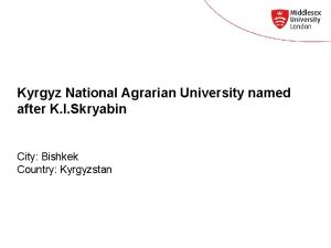 Kyrgyz National Agrarian University named after K I