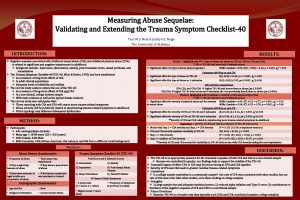 Measuring Abuse Sequelae Validating and Extending the Trauma