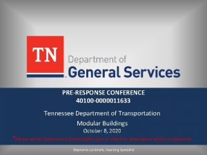 PRERESPONSE CONFERENCE 40100 0000011633 Tennessee Department of Transportation