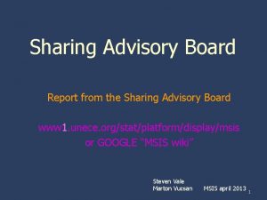 Sharing Advisory Board Report from the Sharing Advisory