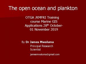 The open ocean and plankton OTGA KMFRI Training