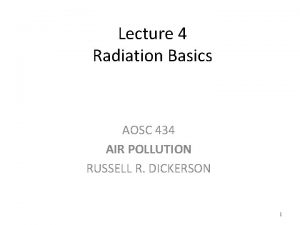 Lecture 4 Radiation Basics AOSC 434 AIR POLLUTION