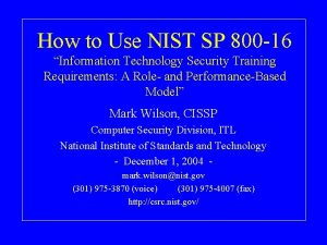 How to Use NIST SP 800 16 Information