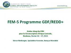 FEM5 Programme GDFREDD Atelier largi du FEM pour