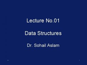 Lecture No 01 Data Structures Dr Sohail Aslam