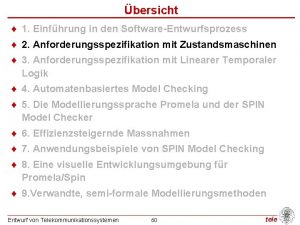 bersicht 1 Einfhrung in den SoftwareEntwurfsprozess 2 Anforderungsspezifikation