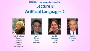 5 SSEL 026 Language Construction Lecture 8 Artificial