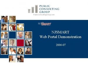 Public Consulting Group com NJSMART Web Portal Demonstration