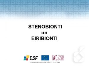 STENOBIONTI un EIRIBIONTI V elforda diagramma STENOBIONTI indikatorsugas